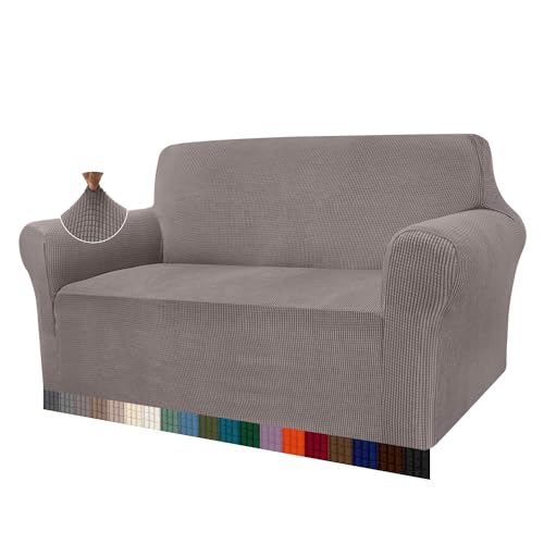 Granbest Capa de sofá de alta elasticidade, moderna, de tecido jacquard elástico, para sala de estar, proteção para casas com cães e animais de estimação, 2 lugares, toupeira