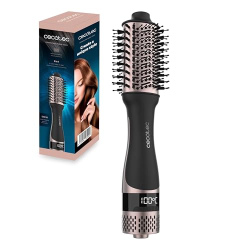 Cecotec Escova de ar com ecrã CeramicCare Unique Touch. 1200 W, Seca, desembaraçado, suave, volume e moldagem, 4 temperaturas, elimina o encolhimento, cabeça de cerâmica