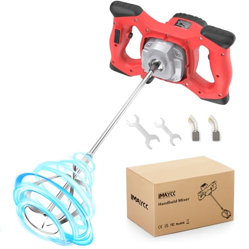 IMAYCC Misturador de broca de concreto elétrico, misturador de argamassa portátil de 2100 W, agitador M14 ajustável, para misturar pintura, argamassa de cimento, betão, argamassa, forragem, etc.