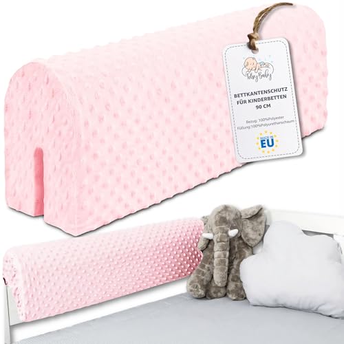 Totsy Baby Chichoneras berço para-choques berços bebé 90 cm - protetor anti-queda e golpe espuma de barreira segurança meninos e meninas para cama proteção de cerca e borda infantil rosa