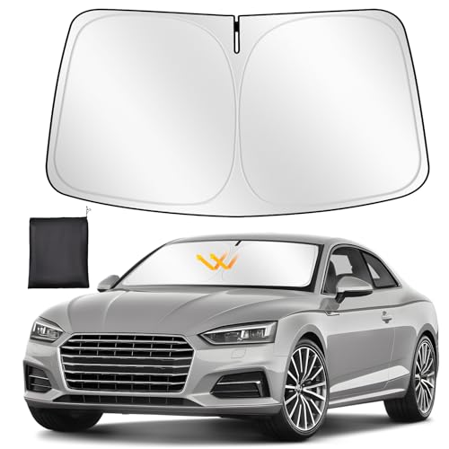 ZATOOTO Para-sol para Audi A3 2021-2024, para-sol carro dianteiro dobrável, grosso e refletor de poliéster bloqueia os raios UV e mantém o carro mais fresco