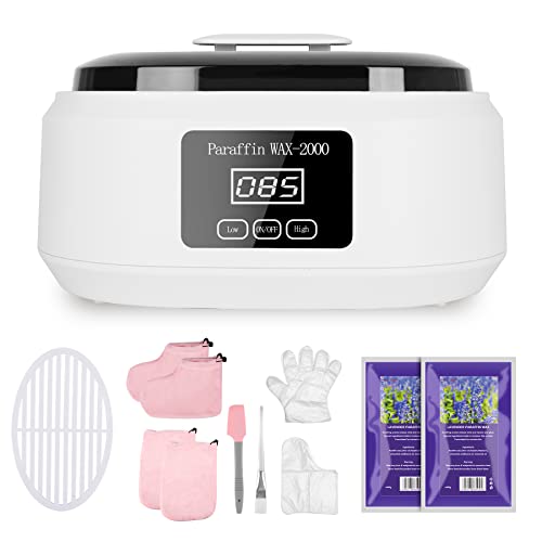 Boadw Banho de parafina para mãos e pés, aquecedor de parafina 3400 ml para pele seca e áspera, máquina parafina com 900 g de cera de parafina e acessórios, grande presente de spa - branco