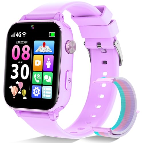 4G Relógio inteligente criança, Smartwatch crianças com GPS, chamadas de vídeo, chat de voz, SOS, modo de classe, WiFi, jogos, câmera, relógio crianças presente para meninas meninos 4-12 anos presente