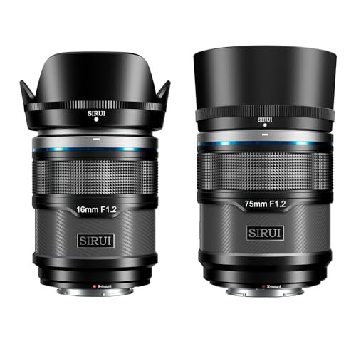 SIRUI Sniper 16 mm, 75 mm APS-C Conjunto de lente de foco automático, F1,2 Wide Angle Camera Lens, X Mount lente para X-H2s, X-T5, X-M5, X-S20 (X Mount, preto)