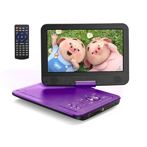 YOTON DVD portátil de 12,5" com ecrã rotativo HD de 10,5", com carregador de carro de 1,8 m, função de reprodução de memória, suporta reprodução de 4 - 6 horas [BLU-Ray não compatível]