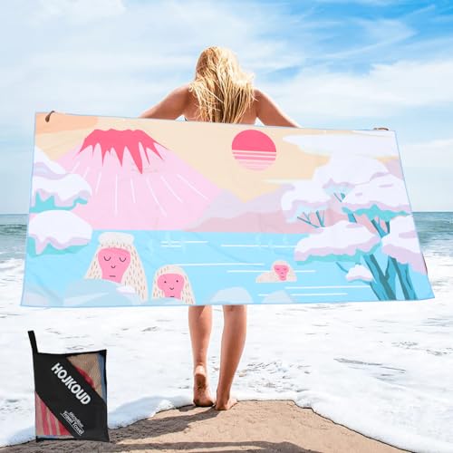 HOJKOUD Toalha de praia grande de 160 x 80 cm, toalha de banho de microfibra, toalha de praia ultraleve e de secagem rápida para desportos, toalha de banho para mulheres e homens, manta de praia.