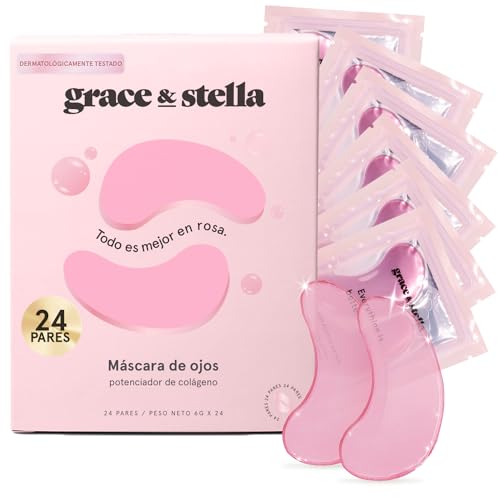 Grace & Stella Patches olhos malas e orelhas - produtos beleza mulher redutor de rugas premium - veganos e não testados em animais [24 pares, rosa]
