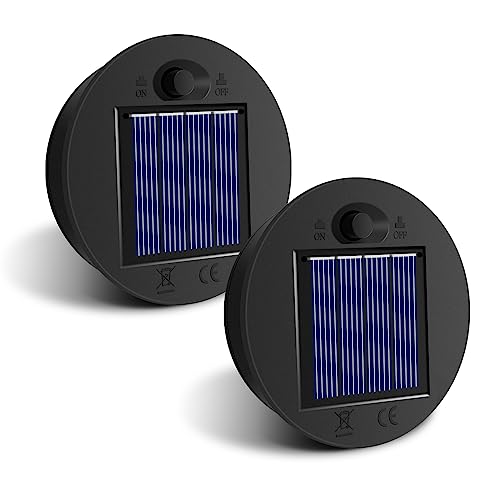 Candeeiro solar de substituição, 2 peças lanterna solar de substituição superior, caixa bateria solar, acessórios de substituição luz solar com LED, luzes solares para decoração de jardim, pátio,