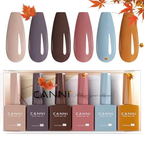CANNI Kit de verniz de unhas em gel 6 Brown Blue UV gel Nail Polish semipermanentes Set