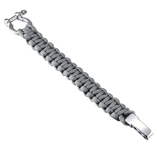 DonDon Paracord Pulseira de sobrevivência para homens aço inoxidável fabricada pulseira entrançada para atividades ao ar livre