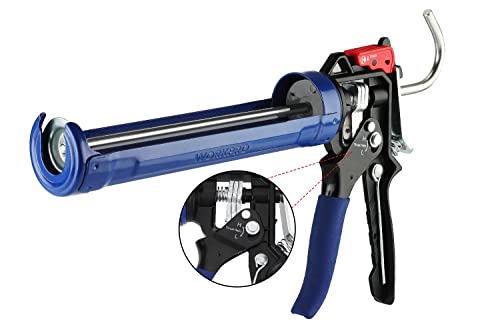WORKPRO Pistola de silicone para cartuchos, pistola de selagem de calafetagem de 295 ml com dois modos de proporção de impulso 9:1 e 18:1, rotação de 360°