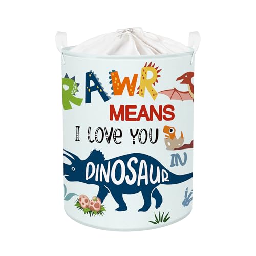 HUUMONSS Grande cesta roupa suja bebé dinossauro para menino menina dobrável cestos de armazenamento roupa brinquedos para quarto infantil quarto, palavras boho 63 L