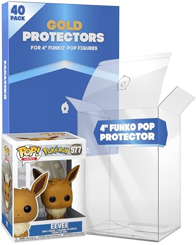 Fanatiko Conjunto de 40 protetores Gold para Funko Pop 4" - Capa Funko Pop de 0,5 mm, de espessura, mantenha as suas condições Funko Pop com o seu protetor Funko Pop, Funko Pop protetor com película