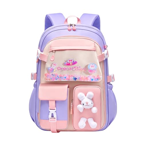 Amythe Mochila escolar para meninas da escola primária, mochilas casual leve e bonita para crianças dos 8 aos 12 anos, mochila de faculdade com alça de faculdade para menina, ideal para escola ou