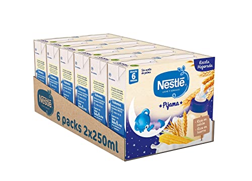Nestlé Alimentos infantis Nestlé leite e cereais pijama - comida para bebé, embalagem de 6 x 2 unidades de 250 ml