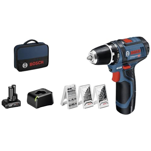 Bosch Professional 12V System GSR 12V-15 - parafuso a bateria (30 Nm, conjunto 39 acessórios, 1 bateria x 2,0 Ah, 1 bateria x 4,0 Ah, em mala de lona)
