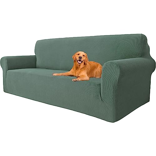 YSTELLAA Capa de sofá de 3 lugares, capa de sofá anti-riscos, capa de sofá para cães e gatos, capa de sofá e anti-sujidade, verde, 3 prazas(183 cm - 234 cm)