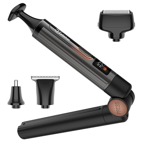 Hatteker Barbeadora costas masculinas máquina de barbear corporal elétrica com braço extensível ajustável máquina de barbear kit aparador de curpo, barba para rosto, braço, queixo sem cabo