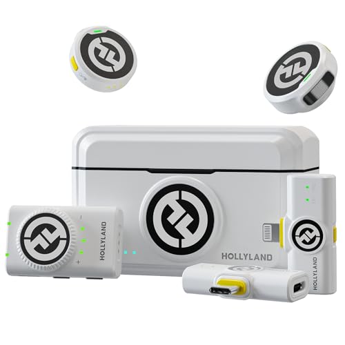 Hollyland Lark M2 Combo microfone sem fios (2TX+3RX) para câmera, iPhone, Android, PC, 300 m, 48 kHz/24 bit, áudio Hi-Fi, ENC anti-rumore, 40 horas, microfone de lapela Para Livestream Vlog - branco