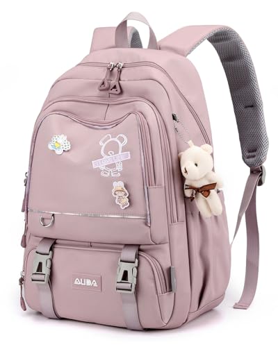 Amythe Mochilas escolares meninas adolescentes mochila colégio menina meninas 10 12 16 18 anos mochila de viagem de primária secundária instituto, leve mochila grande impermeável na moda roxo rosa,