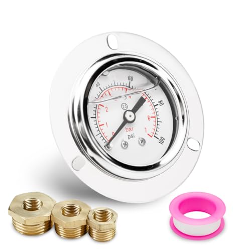 Innfeeltech Um painel de flange de 40 mm instala o manómetro BSP 1/8" 0-7 Bar 0 a 100 psi, com três conjuntos de 1/8" a 1/4", 1/8" a 3/8" e 1/8" a 1/2", eixo