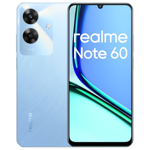 realme Note 60 Smartphone Android, telemóvel 4G Dual SIM, ecrã LCD 90 Hz 6,74 ", 6 GB RAM 128 GB ROM, bateria 5000 mAh, câmara transparente de 32 MP, azul, sem adaptador