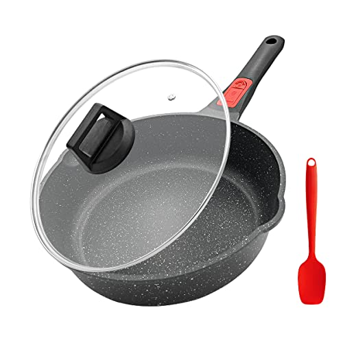 Bobikuke Frigideira anti-aderente de 24 cm, alumínio fundido com alça removível, frigideira adequada com tampa, adequada para máquina de lavar louça e forno, adequada para todos os tipos de cozinha.