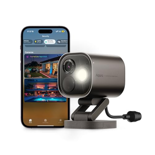 Aqara 4MP Câmara Hub G5 Pro PoE, HomeKit Secure Video, router de borda Thread, câmara de vigilância exterior, visão noturna colorida, detecção AI, Thread/Zigbee, compatível com Alexa, Google, cinzento