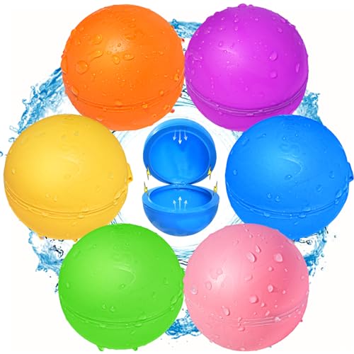 6 unidades balões de água reutilizáveis, brinquedos de piscina para meninos e meninas, brinquedos aquáticos para atividades ao ar livre na praia para meninos de 3 a 12 anos