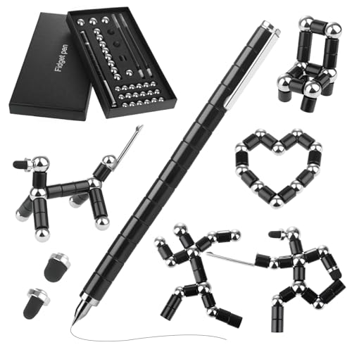 GlasFlength Lápis magnético Fidget Pen, esferográfica magnética divertida preta caneta magnética gravidade presentes geniais Gadgets para homens mulheres crianças adolescentes aniversário festival