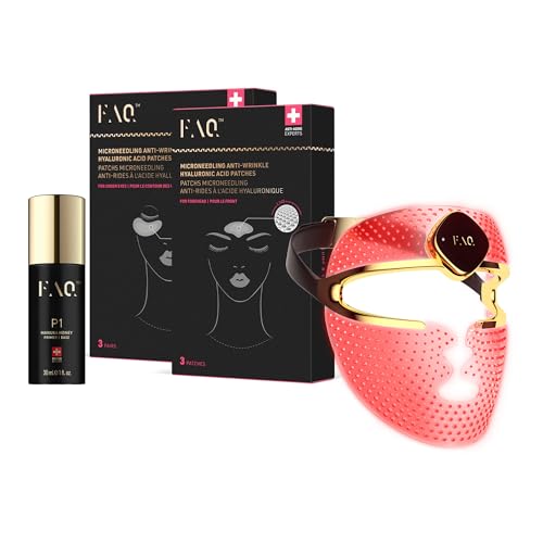 FAQ 202 Máscara LED facial profissional NIR 7 luzes LED de fototerapia adesivos ácido hialurónico antirrugas de microneedling contorno e frente - máscara facial com cor de luz para skincare