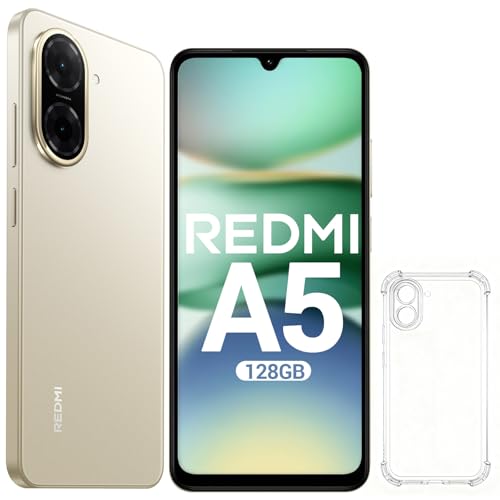 XIAOMI Redmi A5 Smartphone 4+128 GB 4G, Ecrã 6,88" de 120Hz, câmara dupla IA 32MP, bateria 5200 mAh, leitor lateral de impressões digitais, processador Octa-Core (preto) (dourado, 128, GB)
