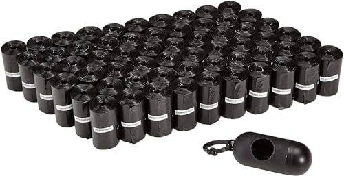 Amazon Basics Sacos de lixo para cães com dispensador e clipe para correia, sem fragrância, 900 sacos (60 embalagens de 15)