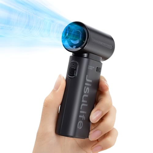 JISULIFE Ventoinha portátil, mini ventilador recarregável USB, 5000 mAh maquilhagem pessoal/soprador de pestanas, 5 velocidades ventilador portátil com para mulheres homens, viagens, acampamento preto