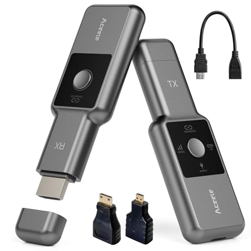 1080P@60Hz Wireless HDMI Transmissor e Receptor, Wireless HDMI Sender Extender com ecrã LCD, 2 modos e 2,4 G/5,8 G & 165 ft gama, para PC/computador portátil/TV/HDTV/TV Box (sem necessidade de App