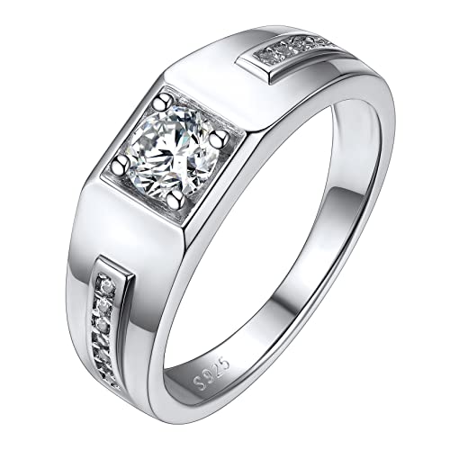 Silvora 6 mm Anel de prata com zircões brancas/pretas, anel de noivado personalizado casamento