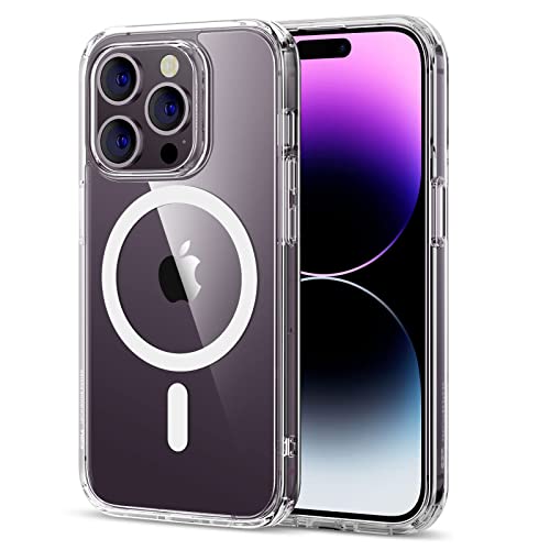ESR Capa para iPhone 14 Pro MAX, compatível com MagSafe, clássica híbrida magnética com HaloLock, proteção de grau militar, à prova de impactos, resistente a riscos, transparente
