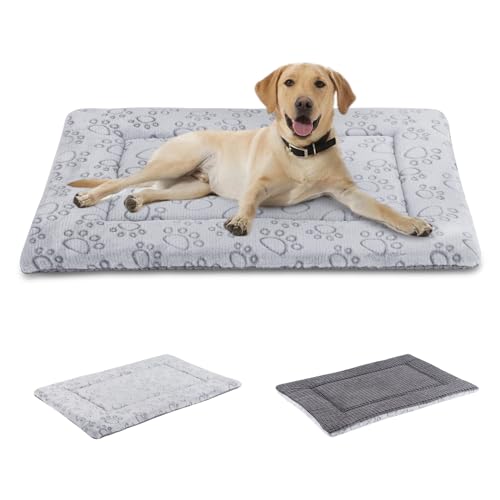 IEUUMLER Colchão para cães e gatos, almofada para animais de estimação suave quente, lavável e durável de dupla utilização, colchão para cães grandes e médios FC014 (cinzento, 106 * 71 cm)