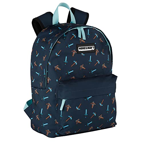 Mochila escolar americana Minecraft Pica pica, compartimento principal e bolso frontal, porta-computador e interior forrado, alças ergonómicas e acolchoadas, 40 x 30 x 14 cm, Toybags, Cor, Talla