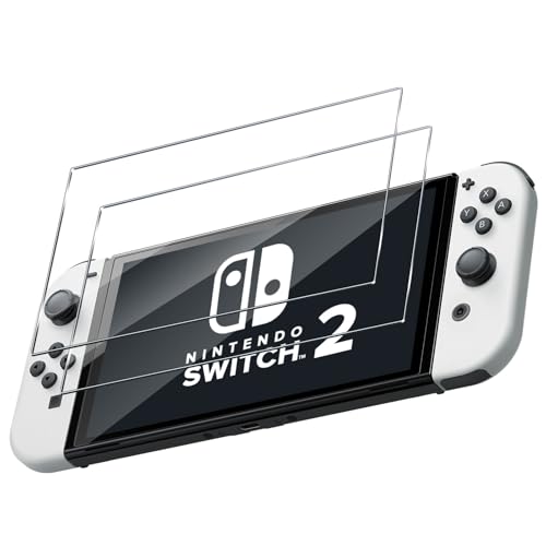 Aerku Protetor de ecrã acessórios para Nintendo Switch 2, [2 peças] 9H HD alta sensibilidade resistente a riscos vidro temperado vidro temperado para Switch2