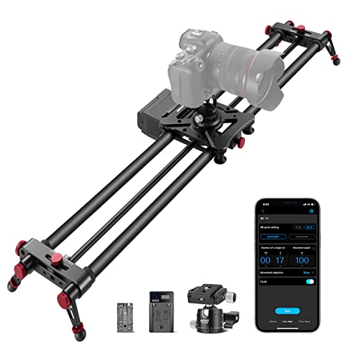 NEEWER 39,4 "/100 cm, deslizante de câmara motorizado, controlo sem fios de App deslizante de trilho Dolly de fibra de carbono, suporta modo de vídeo, fotografia de lapso de tempo, horizontal