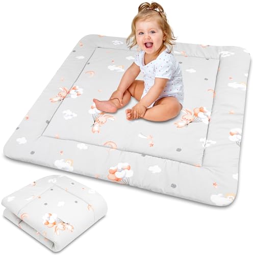 Tapete de bebé acolchoado dobrável - manta de jogo para bebés tapete de chão infantil ou tapete infantil quarto para meninos e meninas 100 cm coelhos