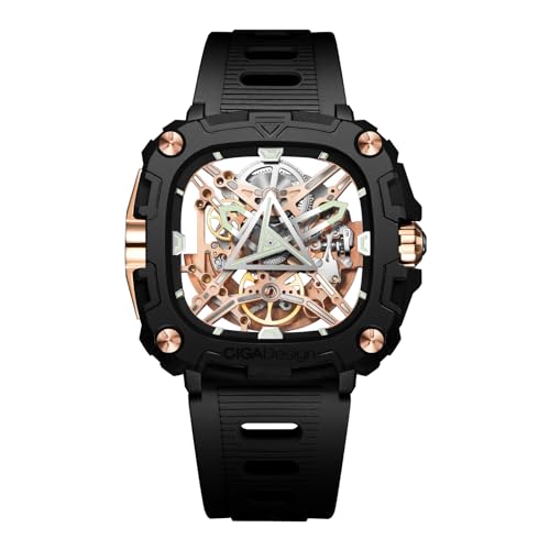 CIGA Design Relógio mecânico automático - série X Eye of Horus relógio de pulso para homem, estilo queleto, caixa biocerâmica com correias de silicone, moderna