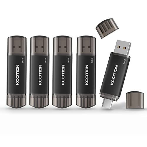 KOOTION Memória USB C 64 GB, 5 peças, Pendrive USB C OTG 2.0, 2 em 1 Pendrive tipo C memória 64 gigas para Android/Window/PC/MacBook, telemóvel Huawei/Xiaomi/Samsung, armazenamento de dados externos.