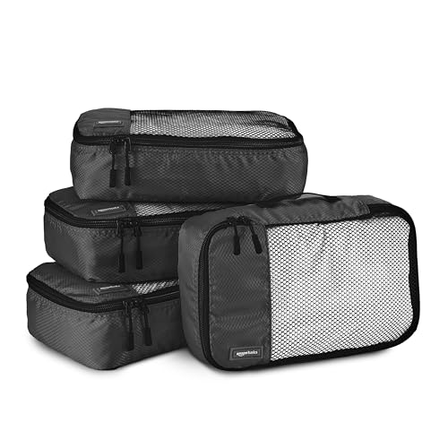 Amazon Basics - Sacos de bagagem (4 unidades), Preto, Pequeno, Organizador