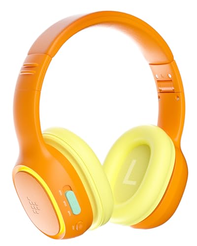 Tronsmart KH03 - Auriculares Bluetooth com cancelamento de ruído para crianças, controlo de volume seguro, auriculares sem fios com luz e microfone, tempo de reprodução de 70 horas, cabo de áudio