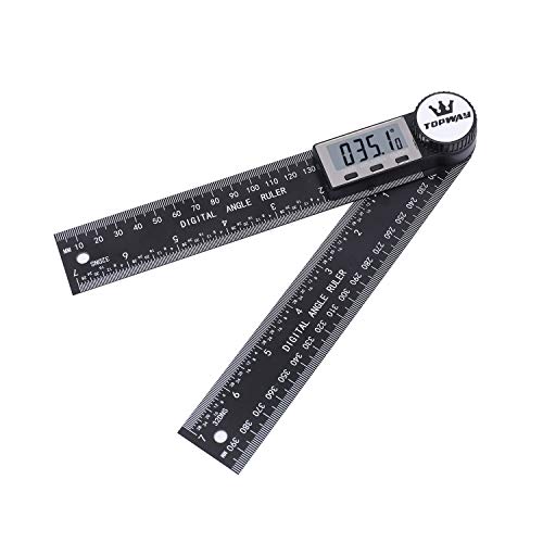 TOPWAY Transportador de ângulo digital 8" 200 mm, 0-360° inclinómetro localizador de ângulo digital ferramenta de medição com ecrã LCD para engenharia carpintaria construção 401004