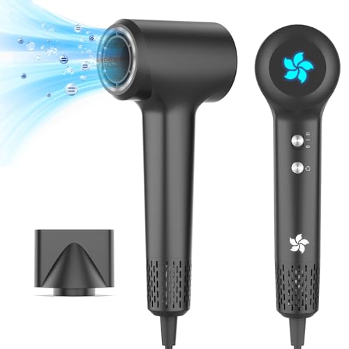 Secador de cabelo profissional, secador de cabelo iónico, 400 milhões de plasma, motor sem escovas de 110 000 rpm, secagem rápida, 57 dB de baixo ruído para viagens, casa, para todos os tipos de