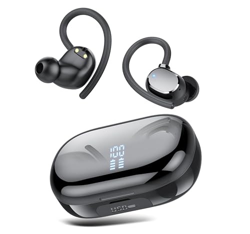 Auriculares sem fios Bluetooth desportivos, 2025 auriculares Bluetooth 5.3, 128H capacetes sem fios Bluetooth HiFi estéreo com impermeável IP7 auriculares cancelamento de ruído Running ginásio