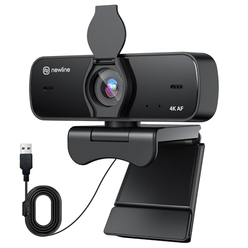 N newline Webcam 4K 30FPS PC Câmara com microfone com sensor Sony, New Upgraded autofocus, correção de luz, USB Full HD Webcam para Mac portátil Skype Streaming jogos de escritório em casa